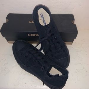 All black low top converse
